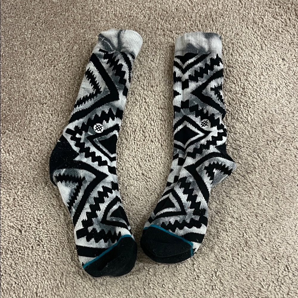 Stance Black and Gray Geometric Pattern Socks